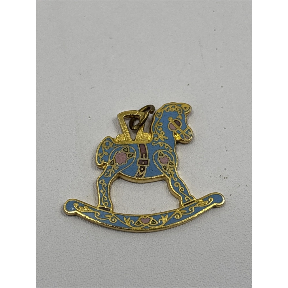 Rocking Horse Gold 14k Plate DAC Collection Charm Pendant White‎ Turquoise  1997